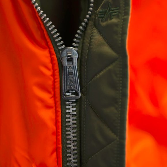 Alpha Industries Green Reversible MA-1 Bomber Flight Jacket - Picture 10 of 11